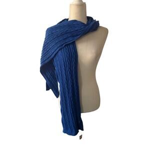 Talbots Royal Blue Lambswool Crochet Scarf
